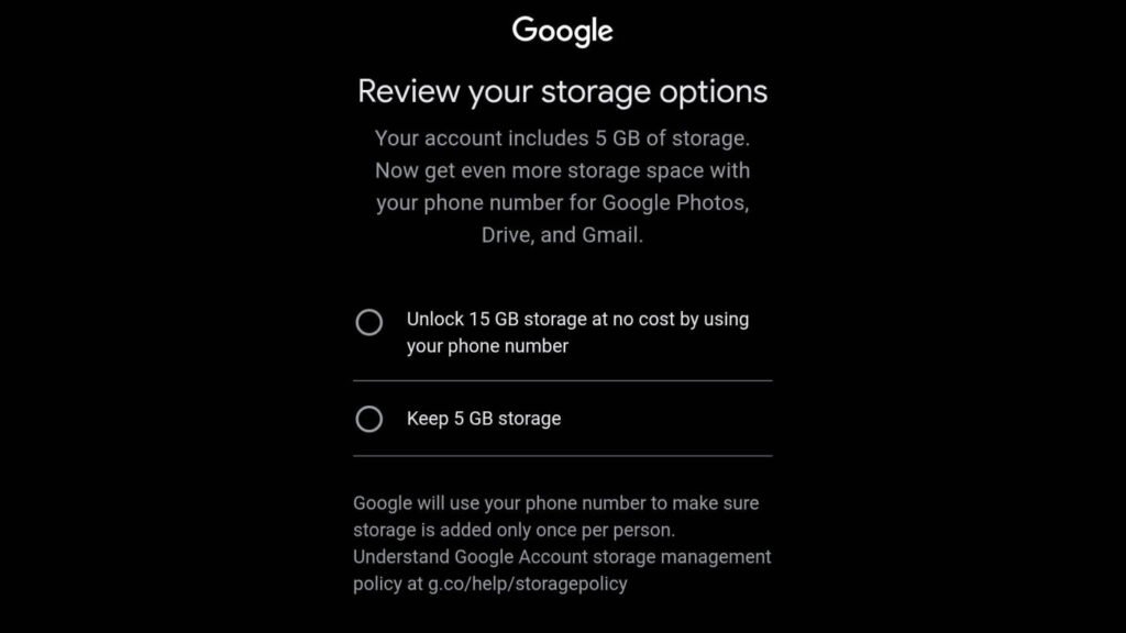 Giới hạn dung lượng tài khoản Google 5 GB