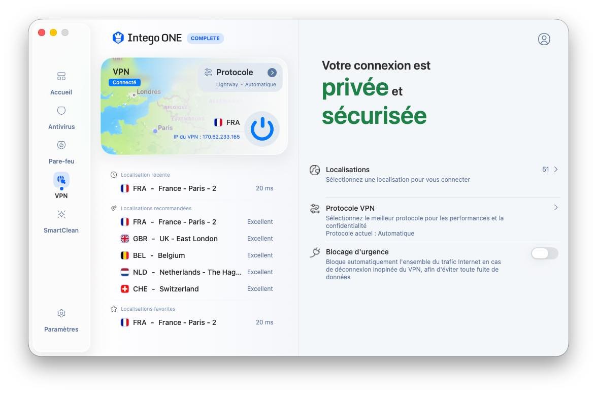 Ảnh chụp màn hình Intego ONE FR 4 VPN