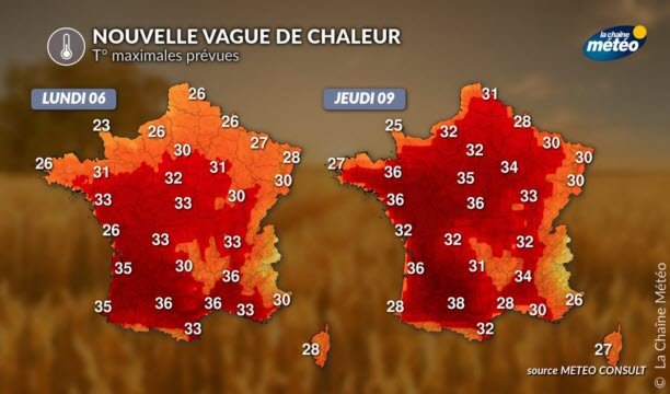 Dự báo nhiệt độ tuần tới của La Chaîne Météo.
