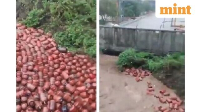 3.000 bình LPG trôi nổi trong nước lũ ở Mumbai